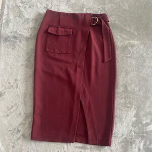 Forever 21 Burgundy‎ Wrap Pencil Skirt|Size Medium